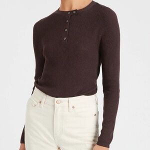 Banana Republic Silk Henley Collar Ribbed Sweater